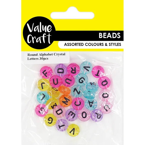 Crystal Round Alphabet Beads